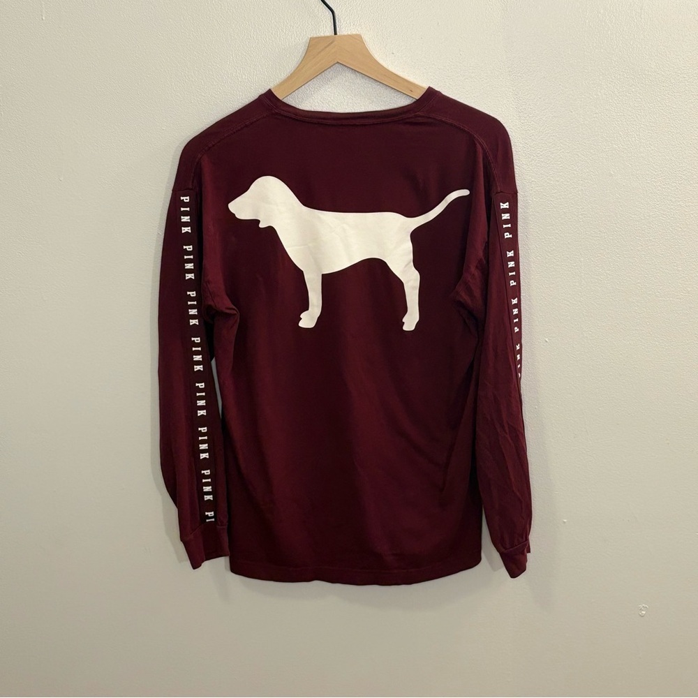 PINK Victoria's Secret Red Long Sleeve Intimates Tee Small